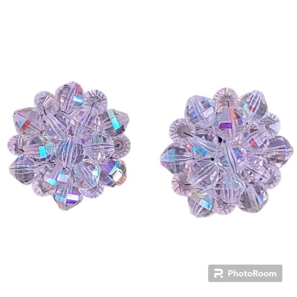 Vintage Prism Iridescent Lightweight Clasp Back Earrings Sparkly Y2K Retro - Picture 1 of 5